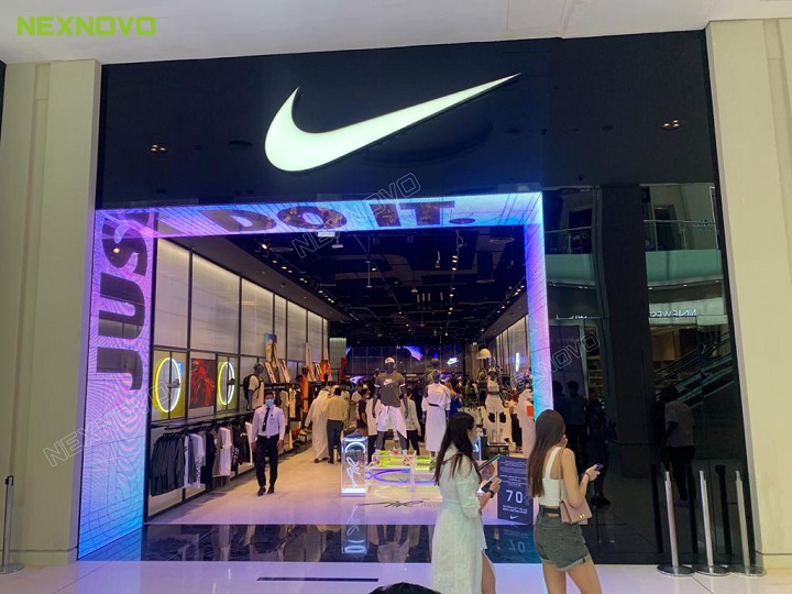 NEXNOVO glass LED screen|NIKE flagship store in Dubai mall